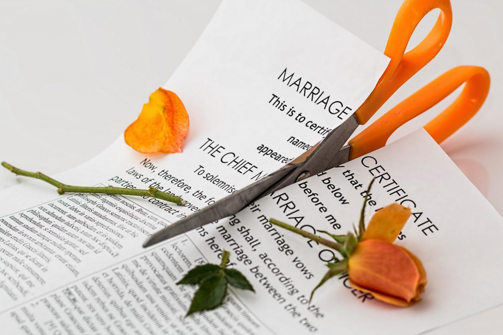 Cut up divorce certificate.